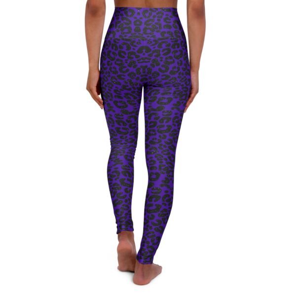 Dark Blue Cheetah Print Yoga Leggings - Image 2