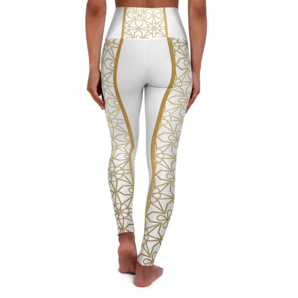 Yoga Leggings - Gold Geo Stripe Print - Image 2