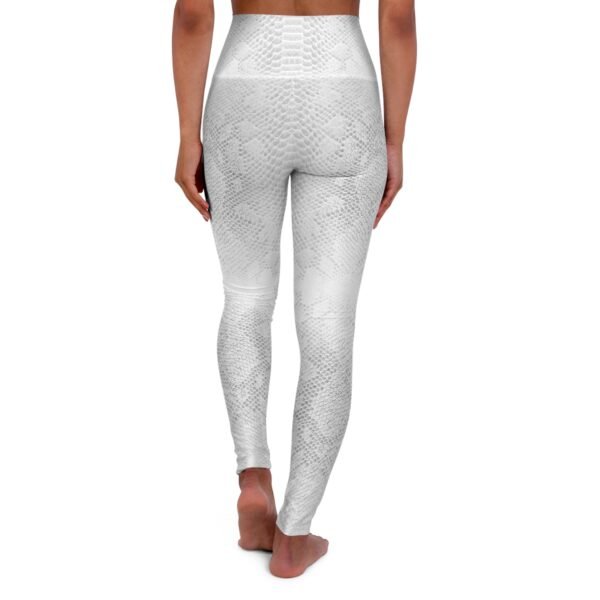 White Snakeskin Print Yoga Leggings - Image 2