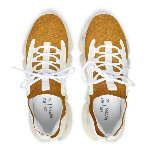 Gold Crushed Suede Print Mesh Sneakers - Image 2