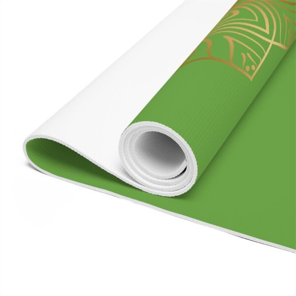 Yoga Mat - Green with Gold Mandela Design - Image 2