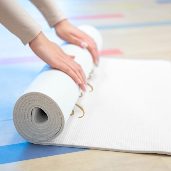 Yoga Mat - White & Gold Animal Print Heart - Image 3