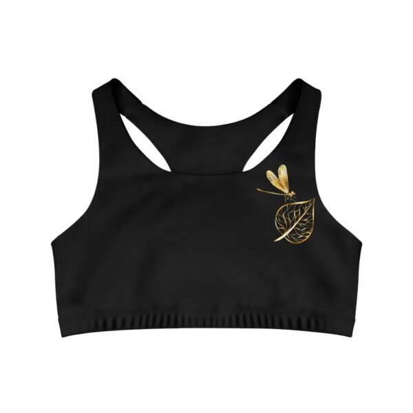 Gold Leaf & Dragonfly Seamless Sports Bra