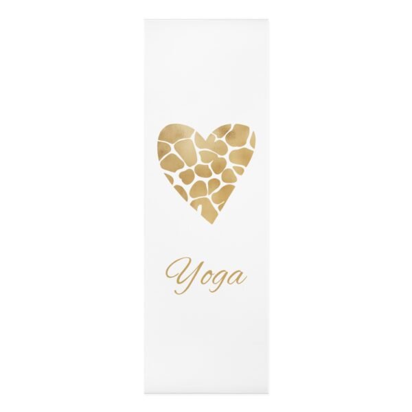 Yoga Mat - White & Gold Animal Print Heart