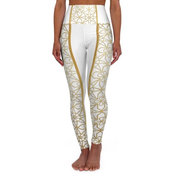 Yoga Leggings - Gold Geo Stripe Print