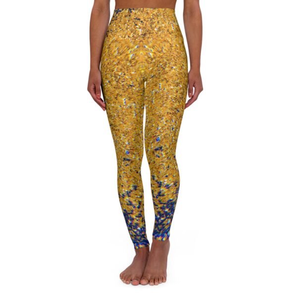 Yoga Leggings - Gold & Blue Confetti Print
