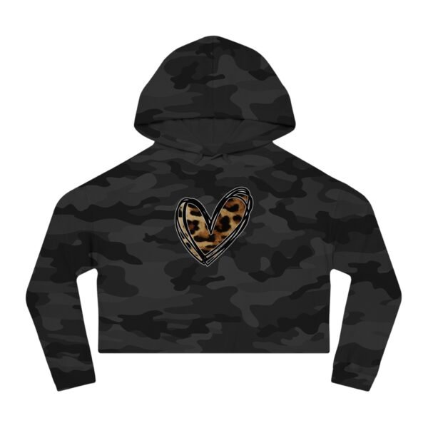 Cropped Hoodie - Animal Print Heart Design