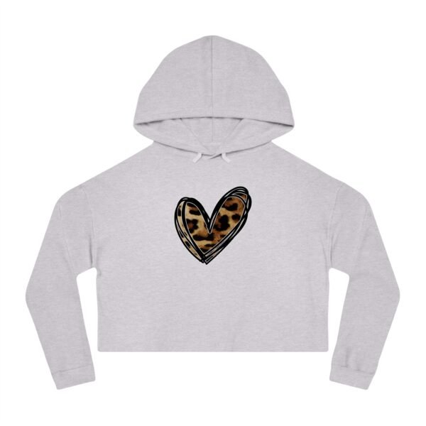 Cropped Hoodie - Animal Print Heart Design - Image 5