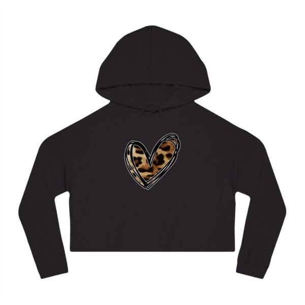 Cropped Hoodie - Animal Print Heart Design - Image 6