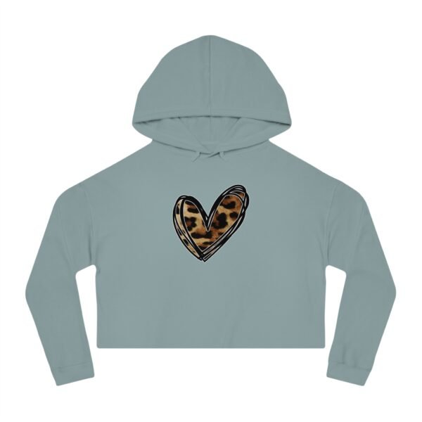 Cropped Hoodie - Animal Print Heart Design - Image 8