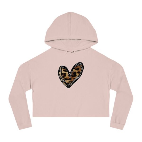 Cropped Hoodie - Animal Print Heart Design - Image 9