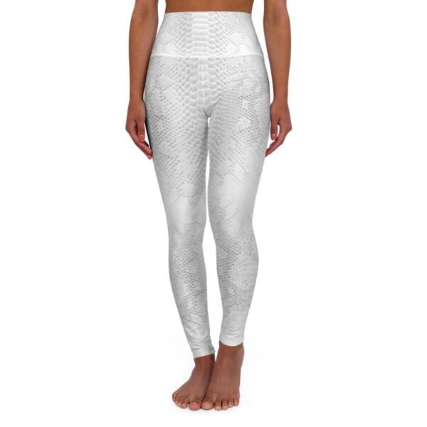 White Snakeskin Print Yoga Leggings
