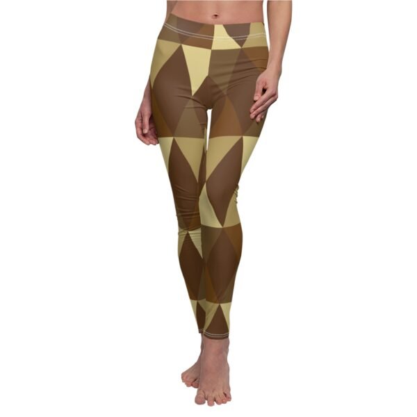 Leggings - Gold & Brown Diamond Print