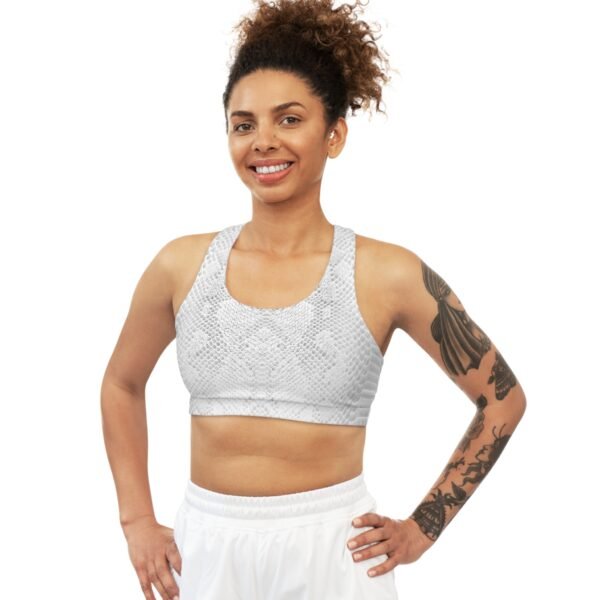 White Snakeskin Sports Bra - Image 3