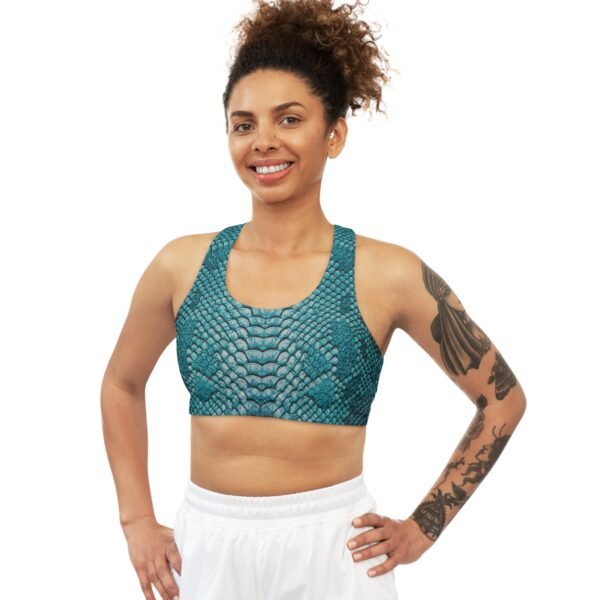 Teal Snakeskin Seamless Sports Bra - Image 3