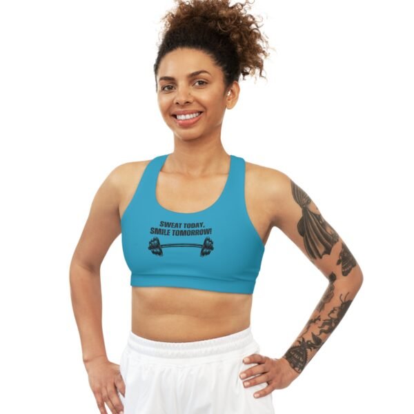 Blue Seamless Sports Bra Inspiration Quote - Image 3
