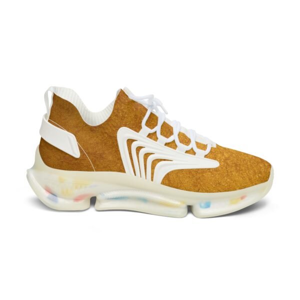 Gold Crushed Suede Print Mesh Sneakers - Image 3