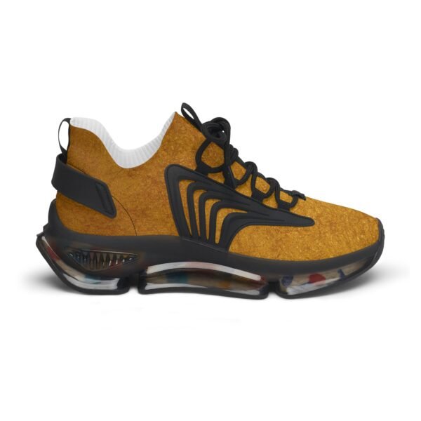 Gold Crushed Suede Print Mesh Sneakers - Image 6
