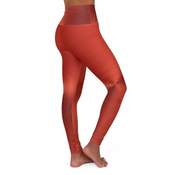 Yoga Leggings - Shiny Red Metallic Print - Image 2