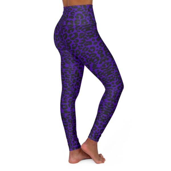 Dark Blue Cheetah Print Yoga Leggings - Image 3