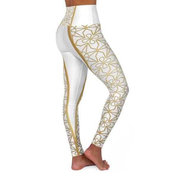 Yoga Leggings - Gold Geo Stripe Print - Image 3