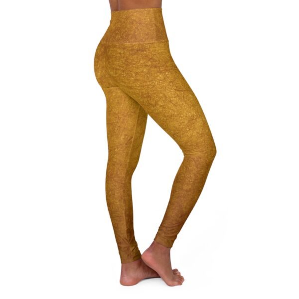 Yoga Leggings - Gold Crushed Velvet Print - Image 3