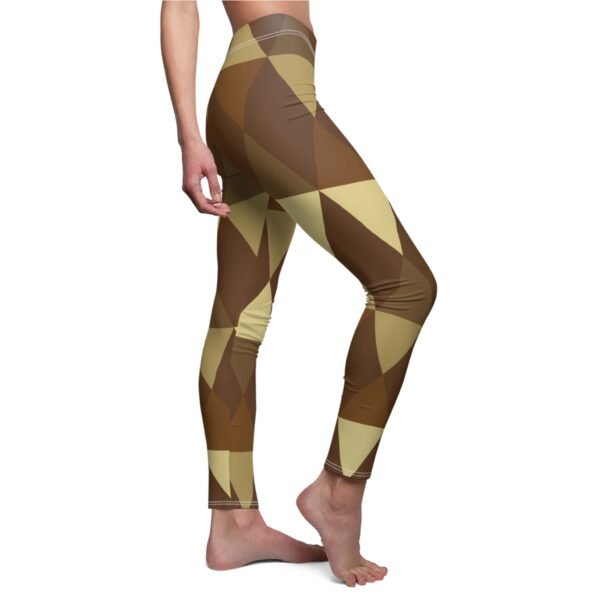 Leggings - Gold & Brown Diamond Print - Image 3