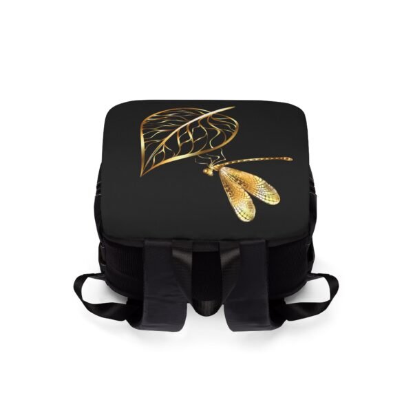 Backpack - Gold Leaf & Dragonfly Graphic - Image 2