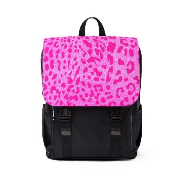 Pink Cheetah Print Canvas Gym Backpack