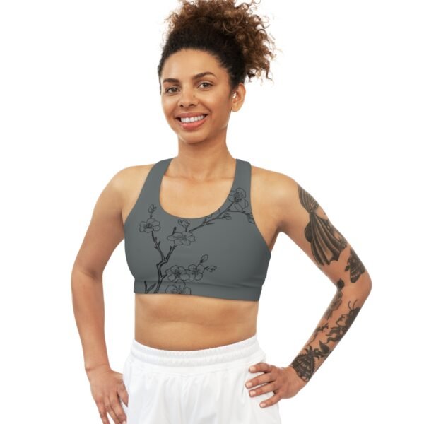 Cherry Blossom Sketch Seamless Sports Bra - Image 3