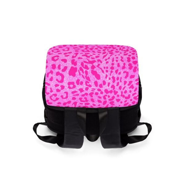 Pink Cheetah Print Canvas Gym Backpack - Image 3